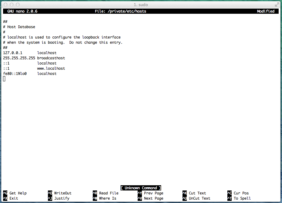 OSX MAC host file screen example 1